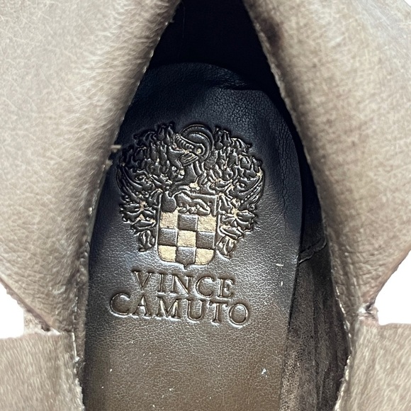 Vince Camuto Helyn Dark Tan Suede Stacked Heel Split Ankle Boots Size 8.5 - Picture 12 of 14